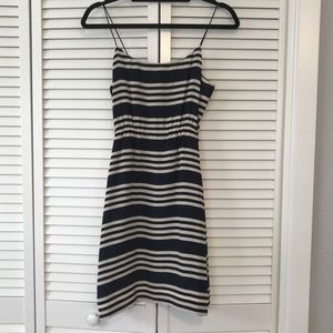 J. Crew Navy & Cream Spaghetti Strap Dress, EUC, 0